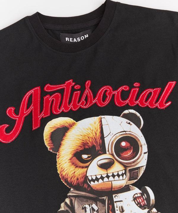 Forever21 Antisocial Bear Short Sleeve Tee - Black BLACK