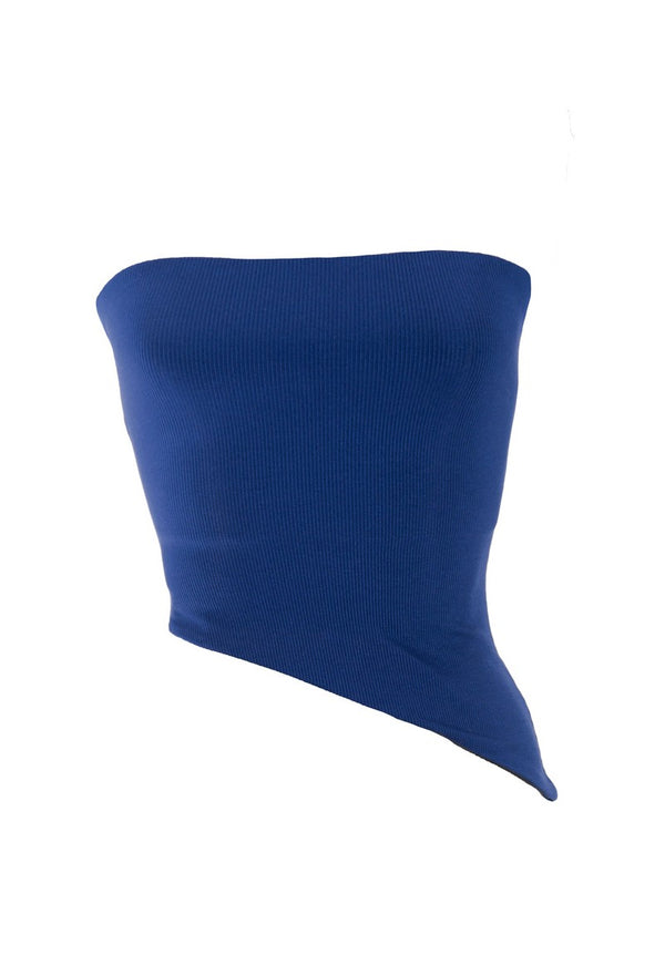 Forever21 Asymmetrical-Hem Cropped Tube Top DARK NAVY