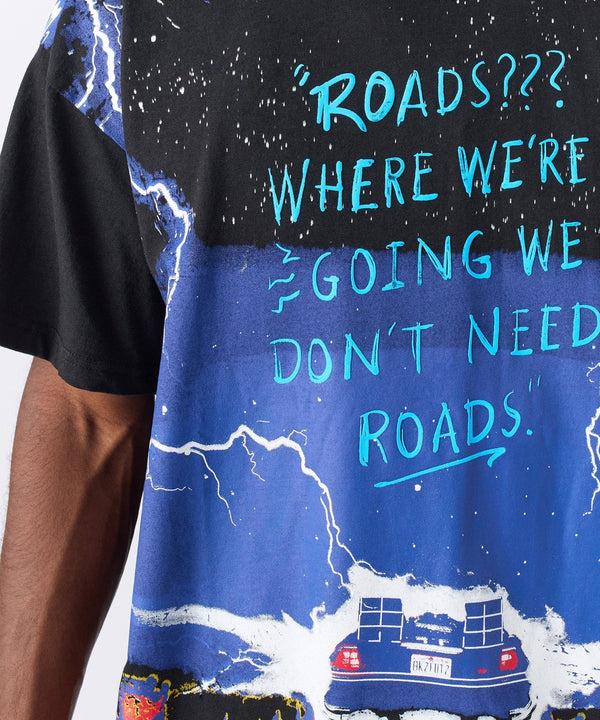 Forever21 Back To The Future We Don't Need Roads Short Sleeve Tee - Black BLACK