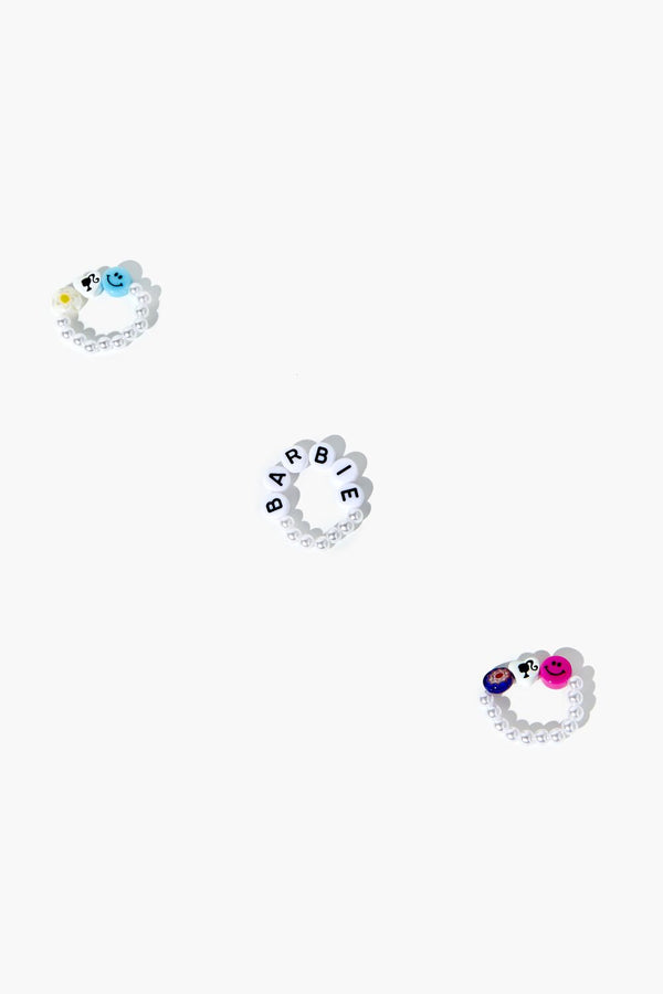 Forever21 Beaded Barbie™ Bracelet & Ring Set WHITE/MULTI