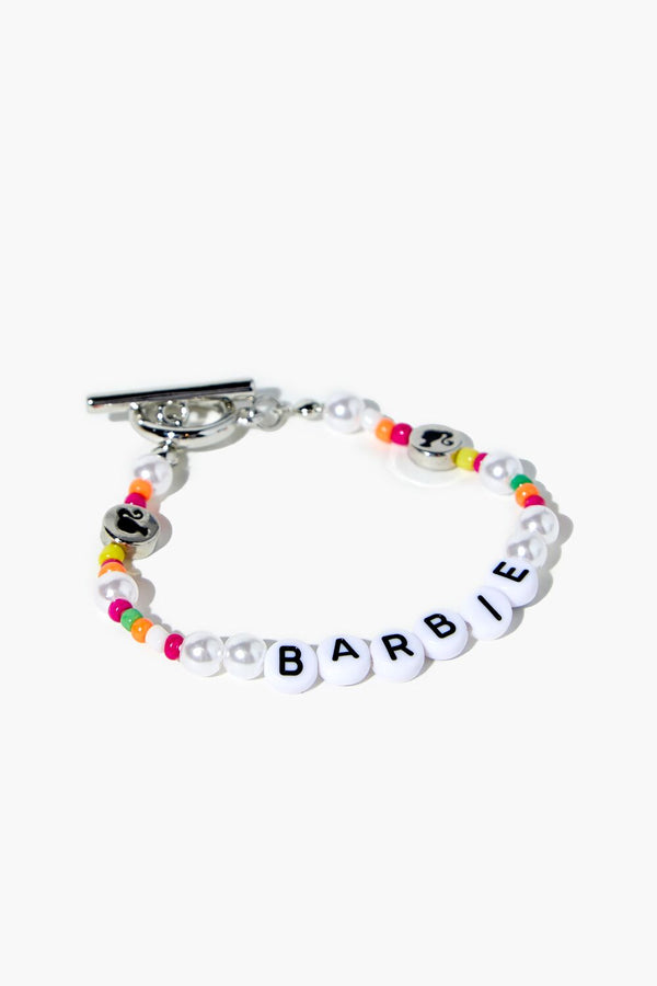 Forever21 Beaded Barbie™ Bracelet & Ring Set WHITE/MULTI