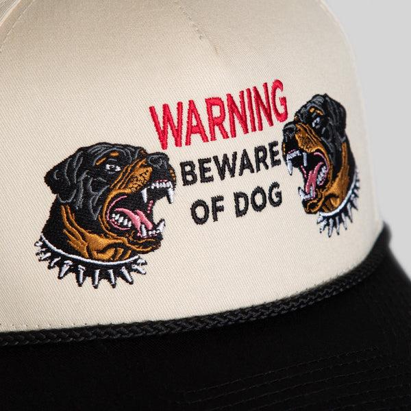 Forever21 BEWARE Of ROTTY SAND BLACK TWILL TRUCKER HAT Beige