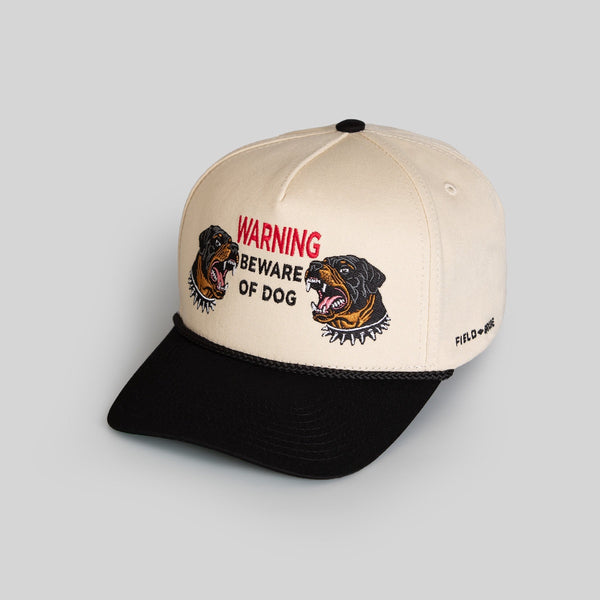 Forever21 BEWARE Of ROTTY SAND BLACK TWILL TRUCKER HAT Beige