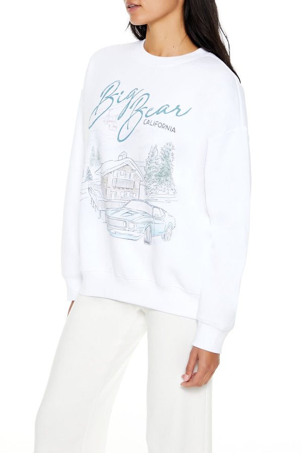 Forever21 Big Bear California Graphic Pullover WHITE/MULTI