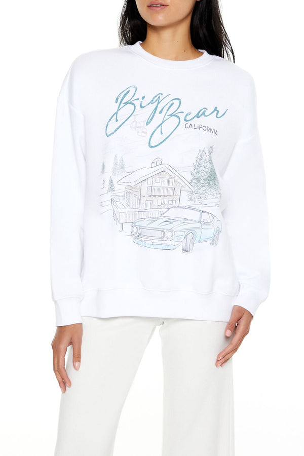 Forever21 Big Bear California Graphic Pullover WHITE/MULTI