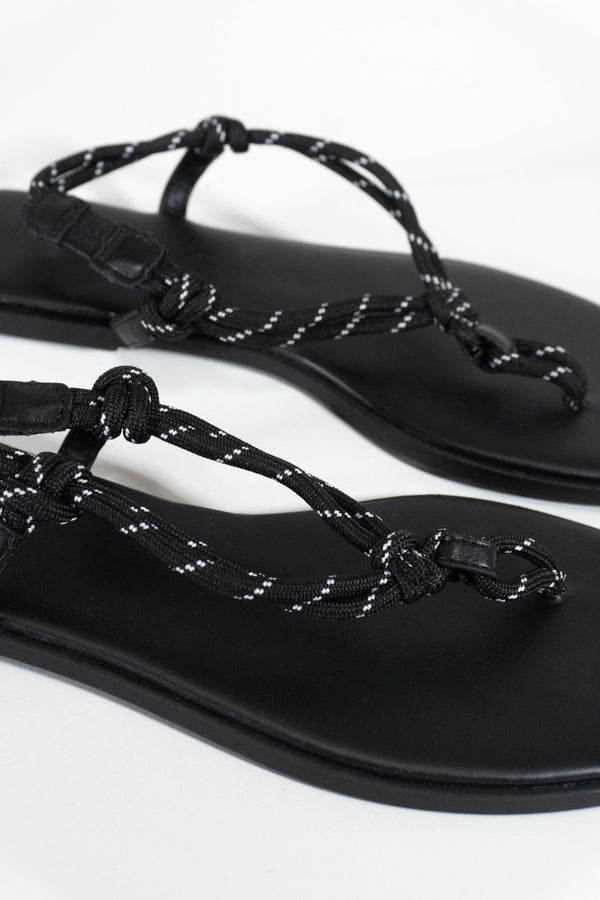 Forever21 Braided Strap Faux Leather Flip-Flops BLACK/BLACK