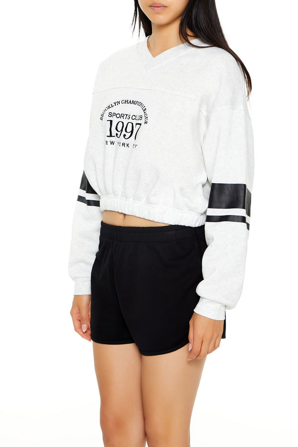 Forever21 Brooklyn Champions League Pullover HEATHER GREY/MULTI