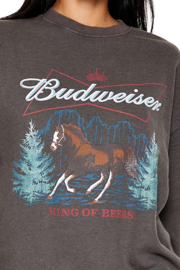 Forever21 Budweiser Graphic Pullover DARK GREY/MULTI