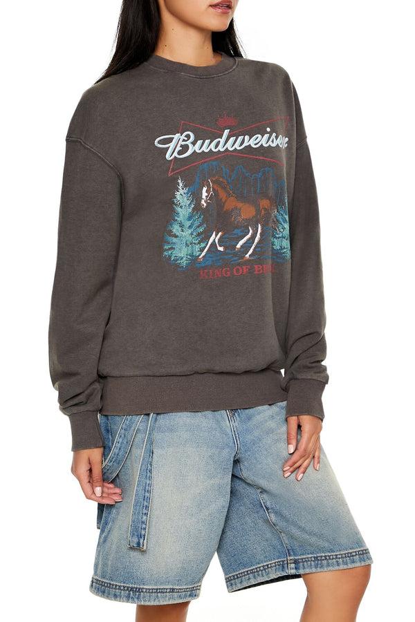 Forever21 Budweiser Graphic Pullover DARK GREY/MULTI