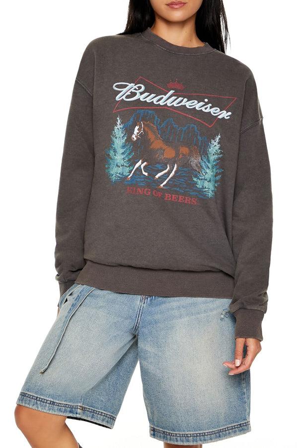 Forever21 Budweiser Graphic Pullover DARK GREY/MULTI