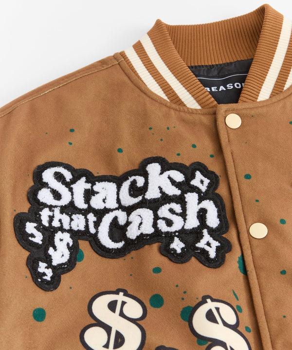 Forever21 Cash Chenille Patched Varsity Jacket - Brown BROWN