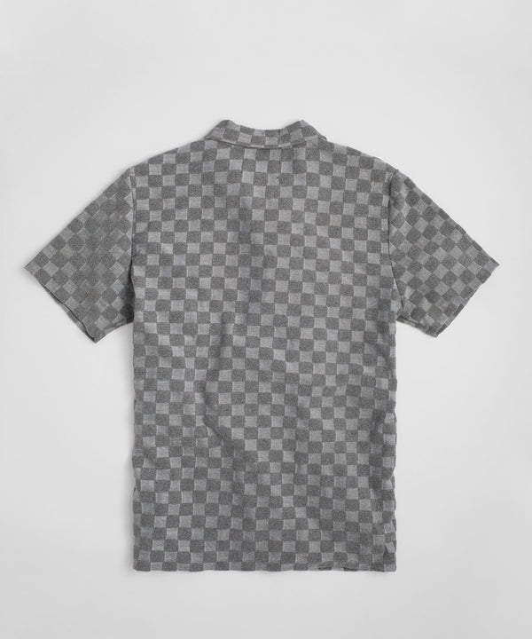 Forever21 Checkerboard Towel Color Blocked Short Sleeve Button Down Shirt - Grey GREY