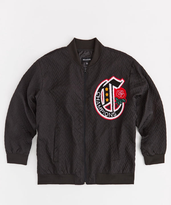 Forever21 Coaches Chenille Patched Champions Jacket - Black BLACK