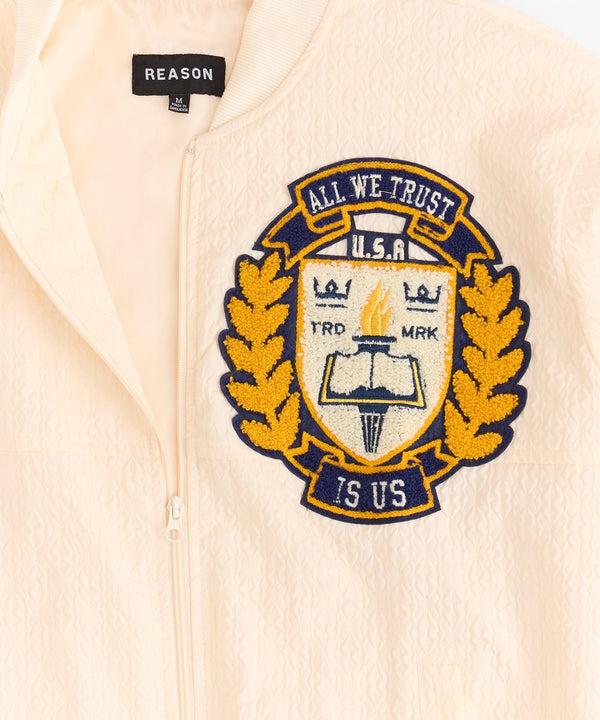 Forever21 Coaches Chenille Patched Jacket - Cream CREAM