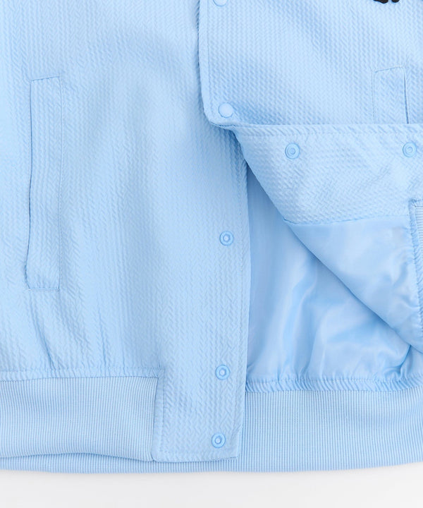 Forever21 Coaches Chenille Patched Jacket - Light Blue LIGHT BLUE