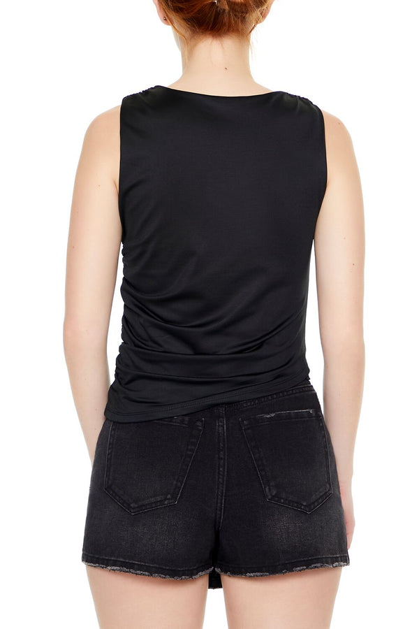 Forever21 Contour Sculpt Asymmetrical Tank Top BLACK