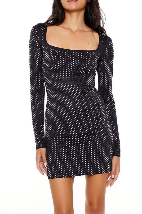 Forever21 Contour Sculpt Rhinestone Mini Dress BLACK
