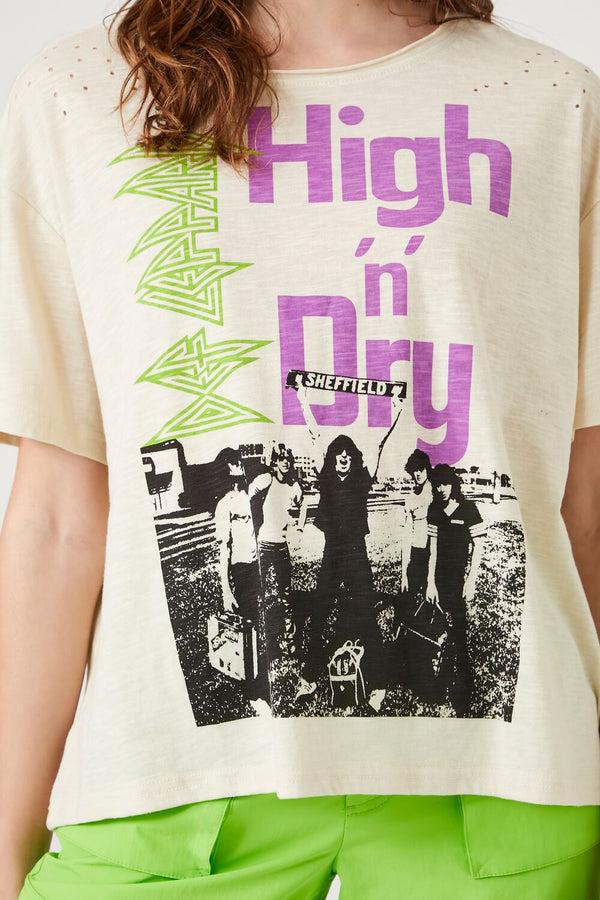Forever21 Def Leppard High N Dry Graphic Tee TAUPE/MULTI