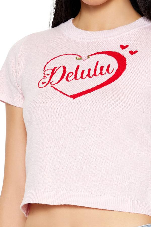 Forever21 Delulu Sweater-Knit Crop Top PETAL PINK/MULTI