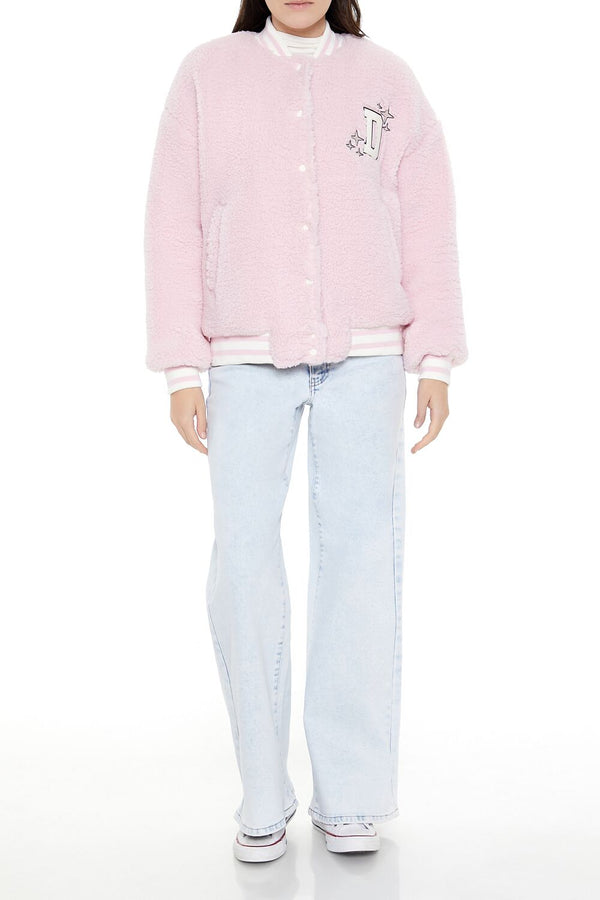 Forever21 Delusional Varsity Bomber Jacket PETAL PINK