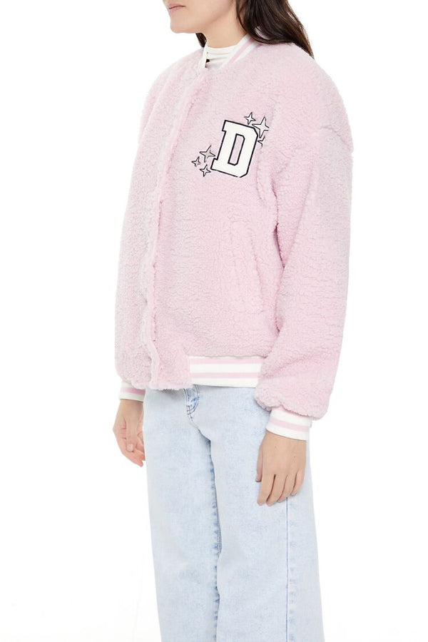 Forever21 Delusional Varsity Bomber Jacket PETAL PINK