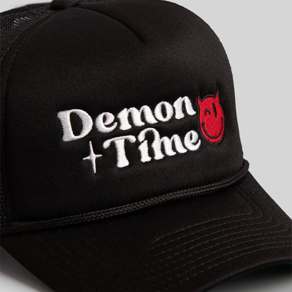Forever21 DEMON TIME BLACK TRUCKER HAT - RED DEVIL Black