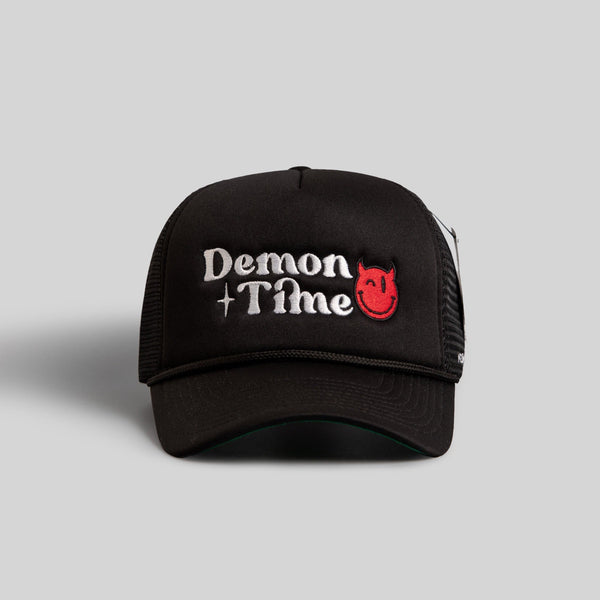 Forever21 DEMON TIME BLACK TRUCKER HAT - RED DEVIL Black
