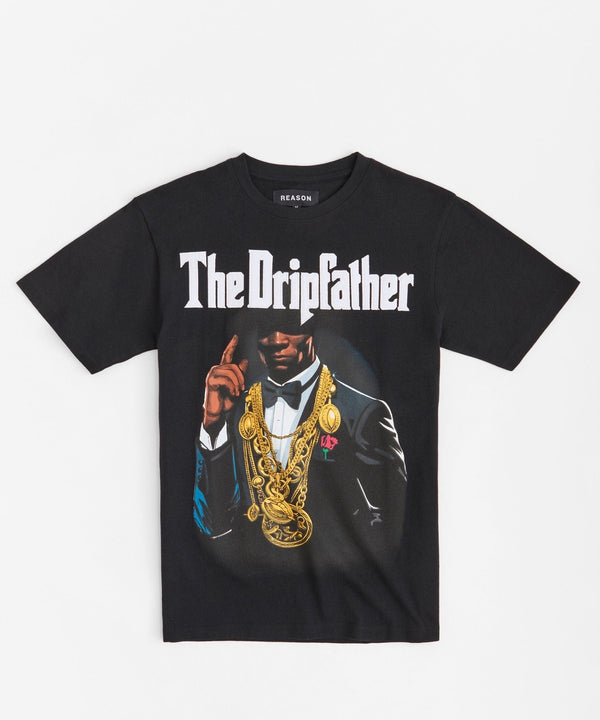 Forever21 Dripfather Applique Short Sleeve Tee - Black BLACK