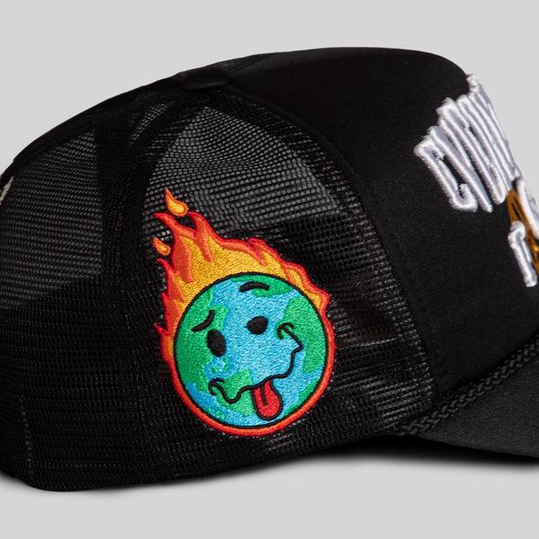 Forever21 EVERYTHINGS F*CKED BLACK FOAM TRUCKER Black