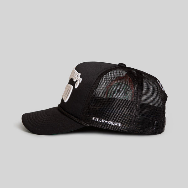 Forever21 EVERYTHINGS F*CKED BLACK FOAM TRUCKER Black