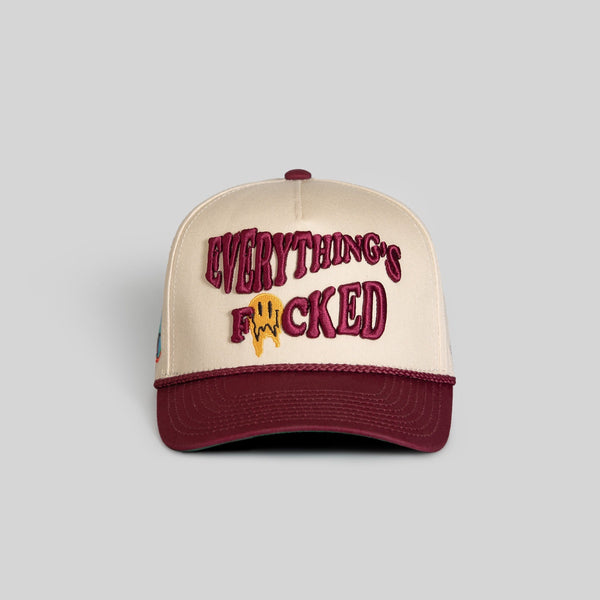 Forever21 EVERYTHINGS F*CKED SAND BORDEAUX TWILL TRUCKER Beige