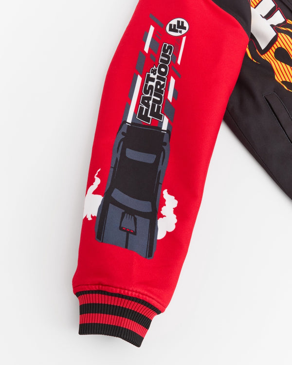 Forever21 Fast & Furious Control The Drift Varsity Jacket - Black BLACK