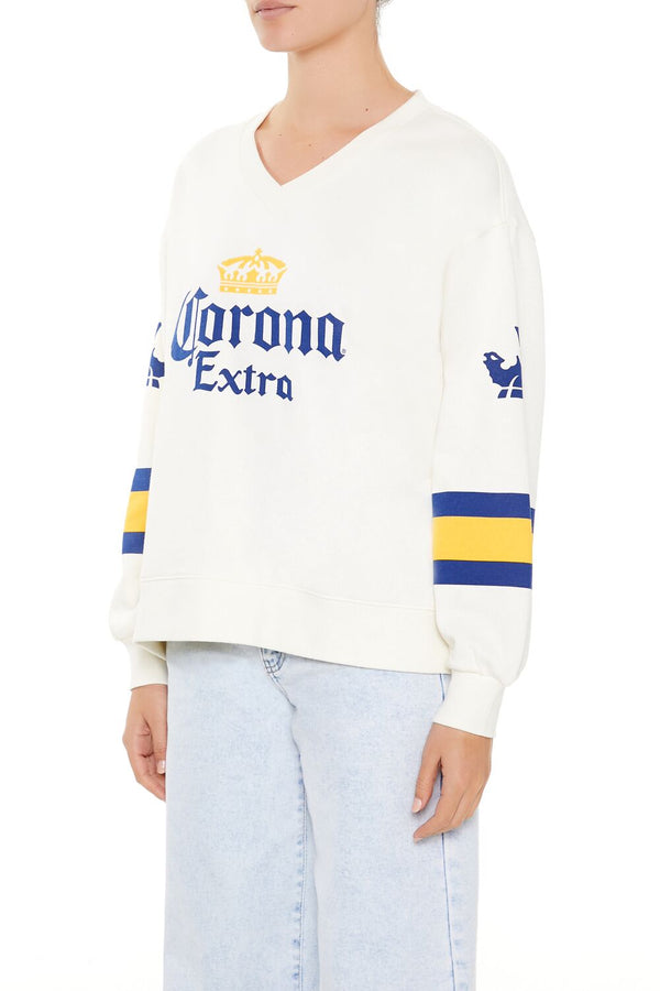 Forever21 Fleece Corona Extra Oversized Top CREAM/MULTI