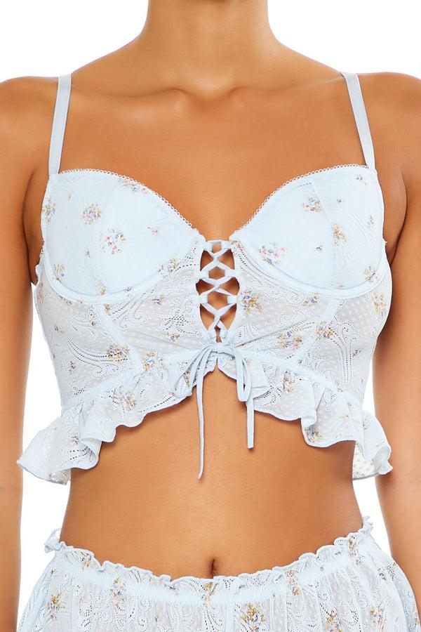 Forever21 Floral Flounce Lingerie Corset Cami BLUE/MULTI