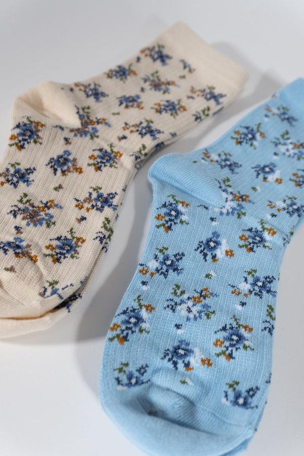 Forever21 Floral Print Ankle Socks – 2 Pack CREAM/MULTI