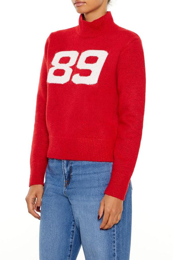 Forever21 89 Turtleneck Sweater RED/WHITE