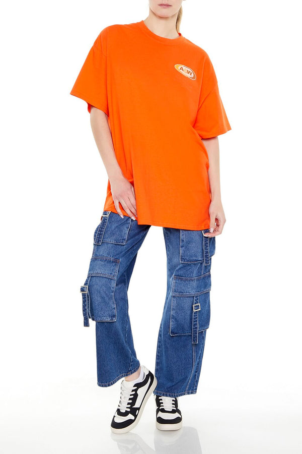 Forever21 A & W Root Beer Graphic Tee ORANGE/MULTI