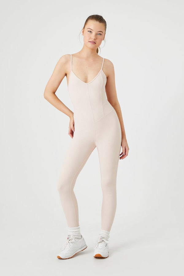 Forever21 Active Fitted Cami Jumpsuit NUDE PINK
