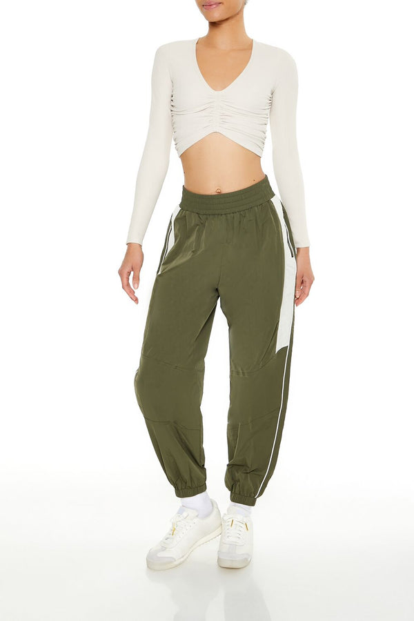 Forever21 Active Ruched Crop Top BIRCH