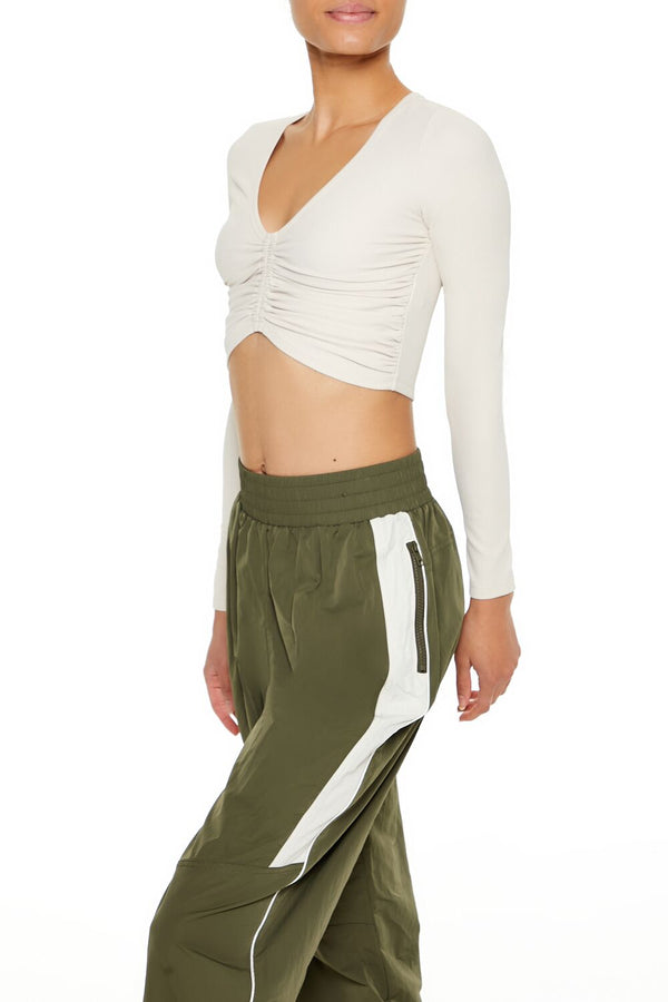 Forever21 Active Ruched Crop Top BIRCH