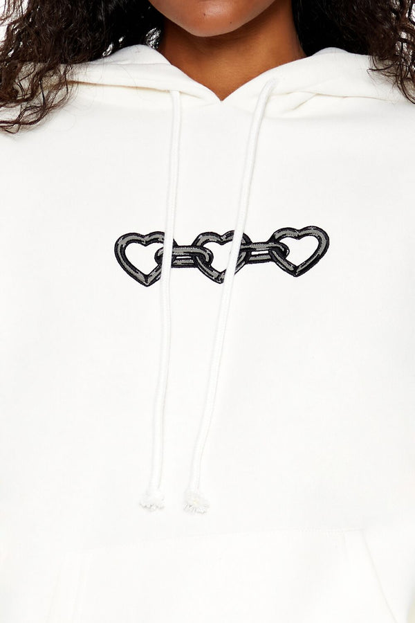 Forever21 Angel Heart Chain Hoodie WHITE/MULTI