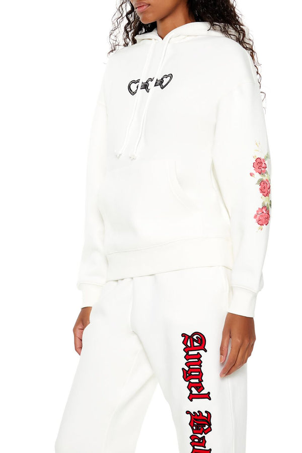 Forever21 Angel Heart Chain Hoodie WHITE/MULTI