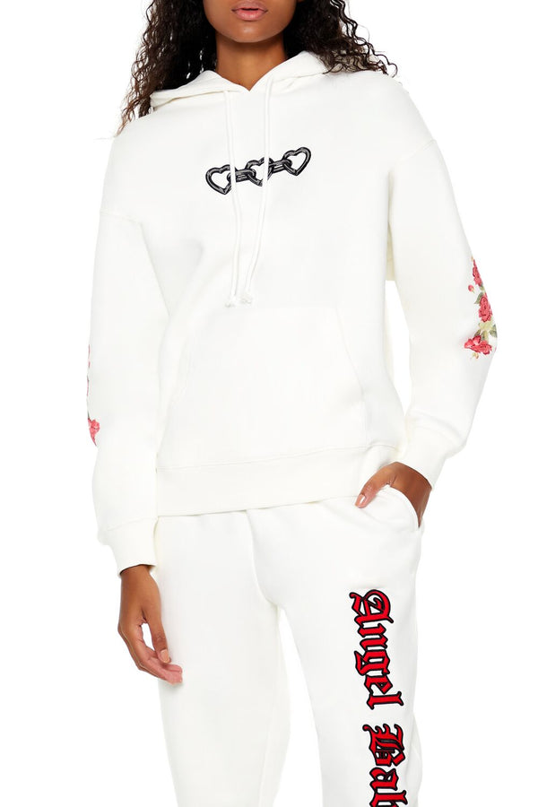 Forever21 Angel Heart Chain Hoodie WHITE/MULTI