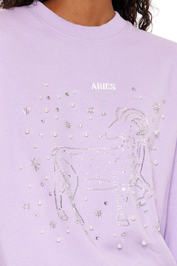 Forever21 Beaded Aries Pullover LAVENDER/MULTI
