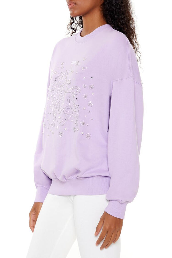 Forever21 Beaded Leo Pullover LAVENDER/MULTI
