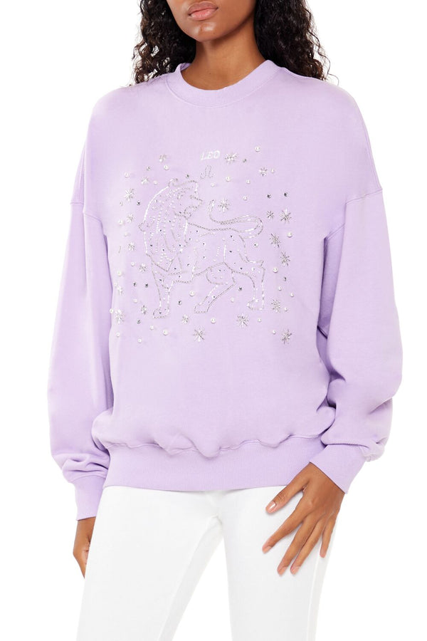 Forever21 Beaded Leo Pullover LAVENDER/MULTI