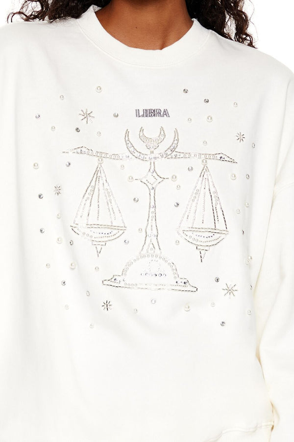 Forever21 Beaded Libra Pullover WHITE/MULTI