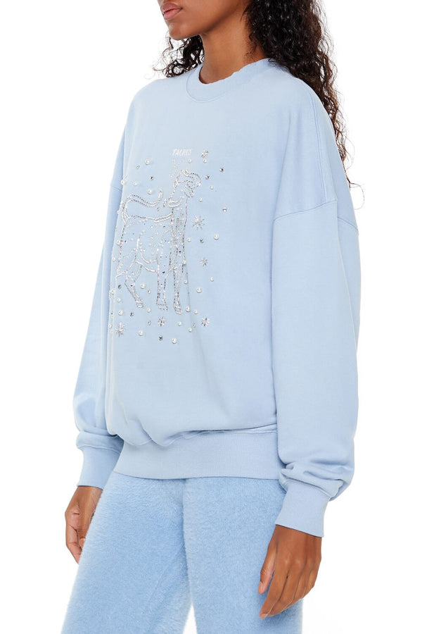 Forever21 Beaded Taurus Pullover STONE BLUE/MULTI