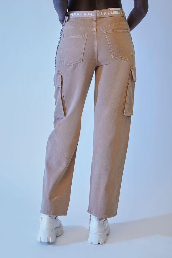 Forever21 Belted FUBU Cargo Joggers TAUPE/MULTI