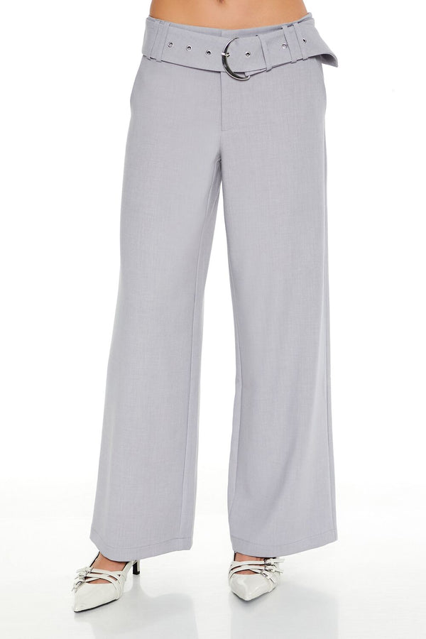 Forever21 Belted Wide-Leg Pants GREY